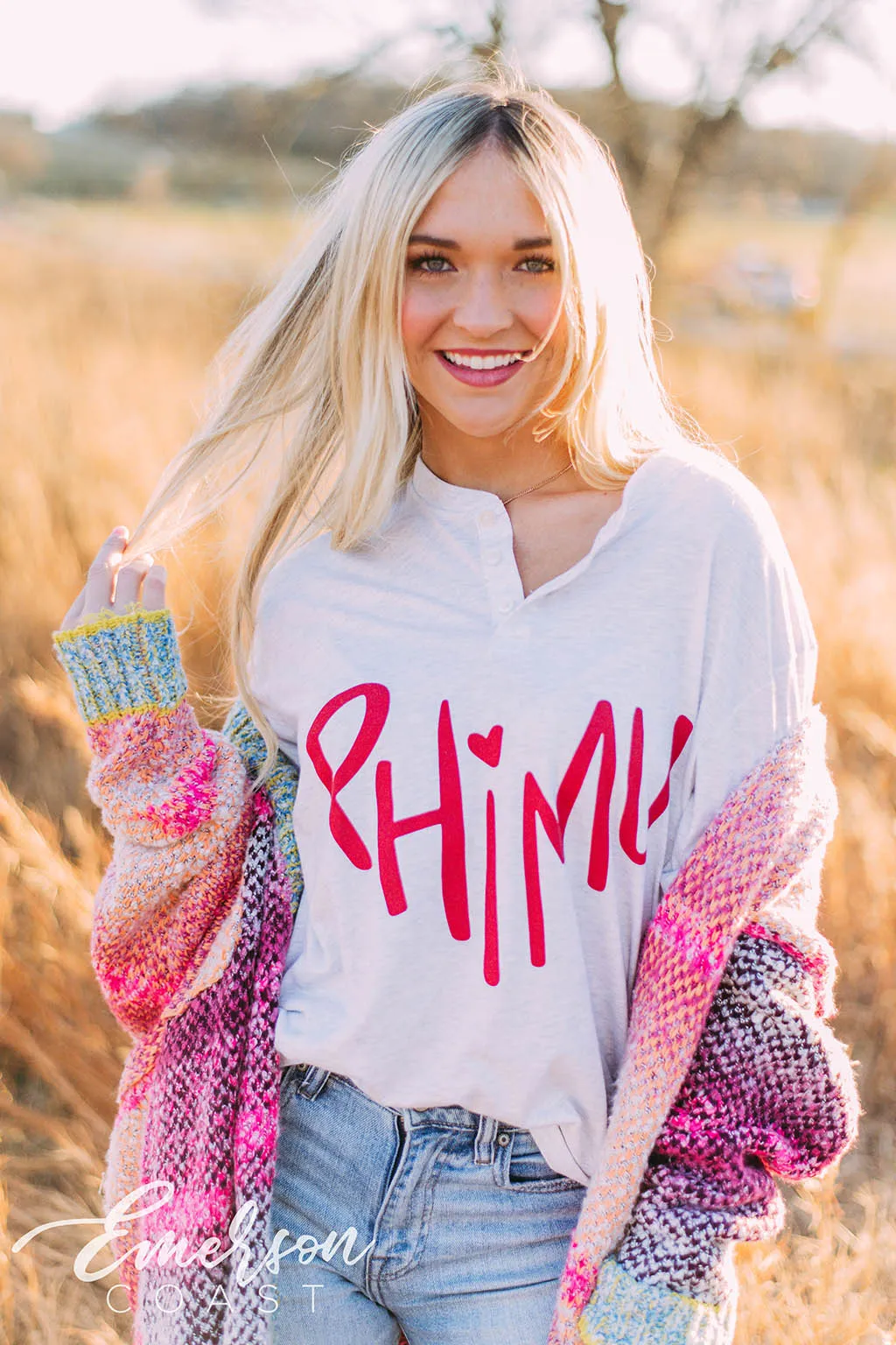 Phi Mu Heart Henley