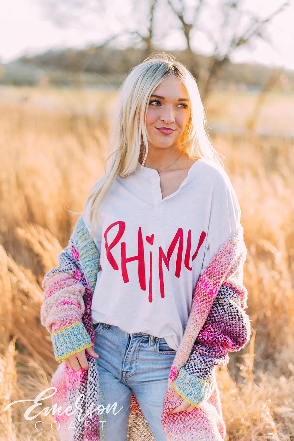 Phi Mu Heart Henley