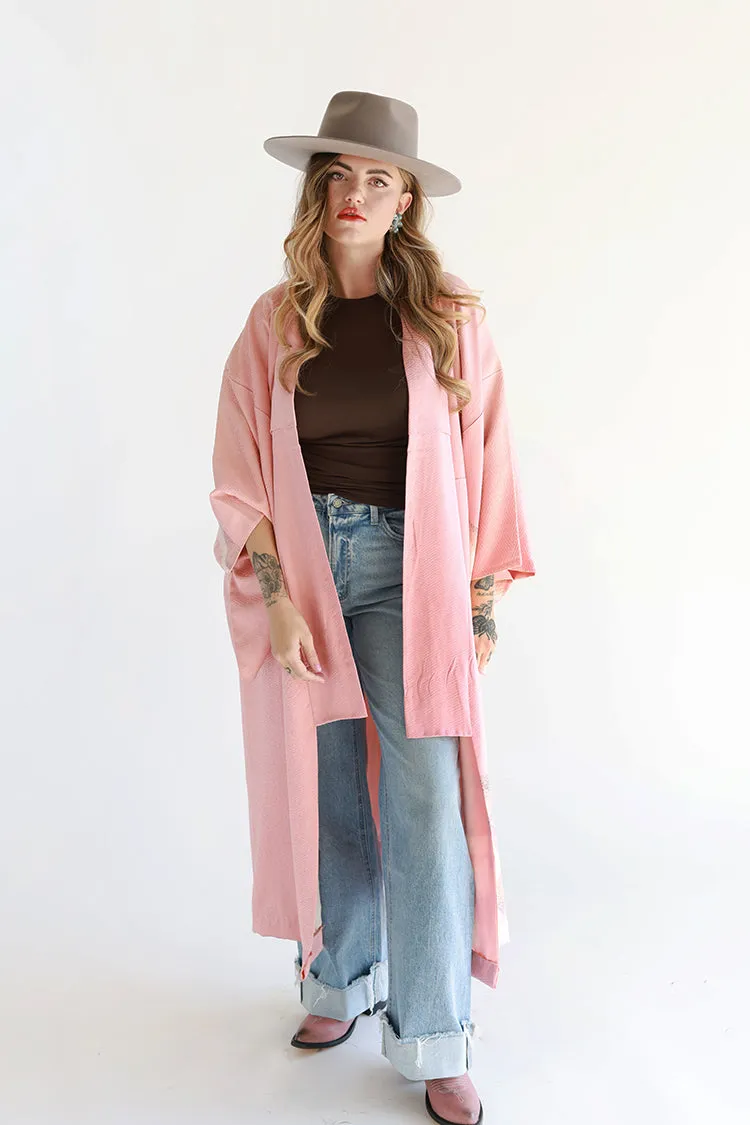 Pink One-of-a-Kind Denim Butterfly Kimono