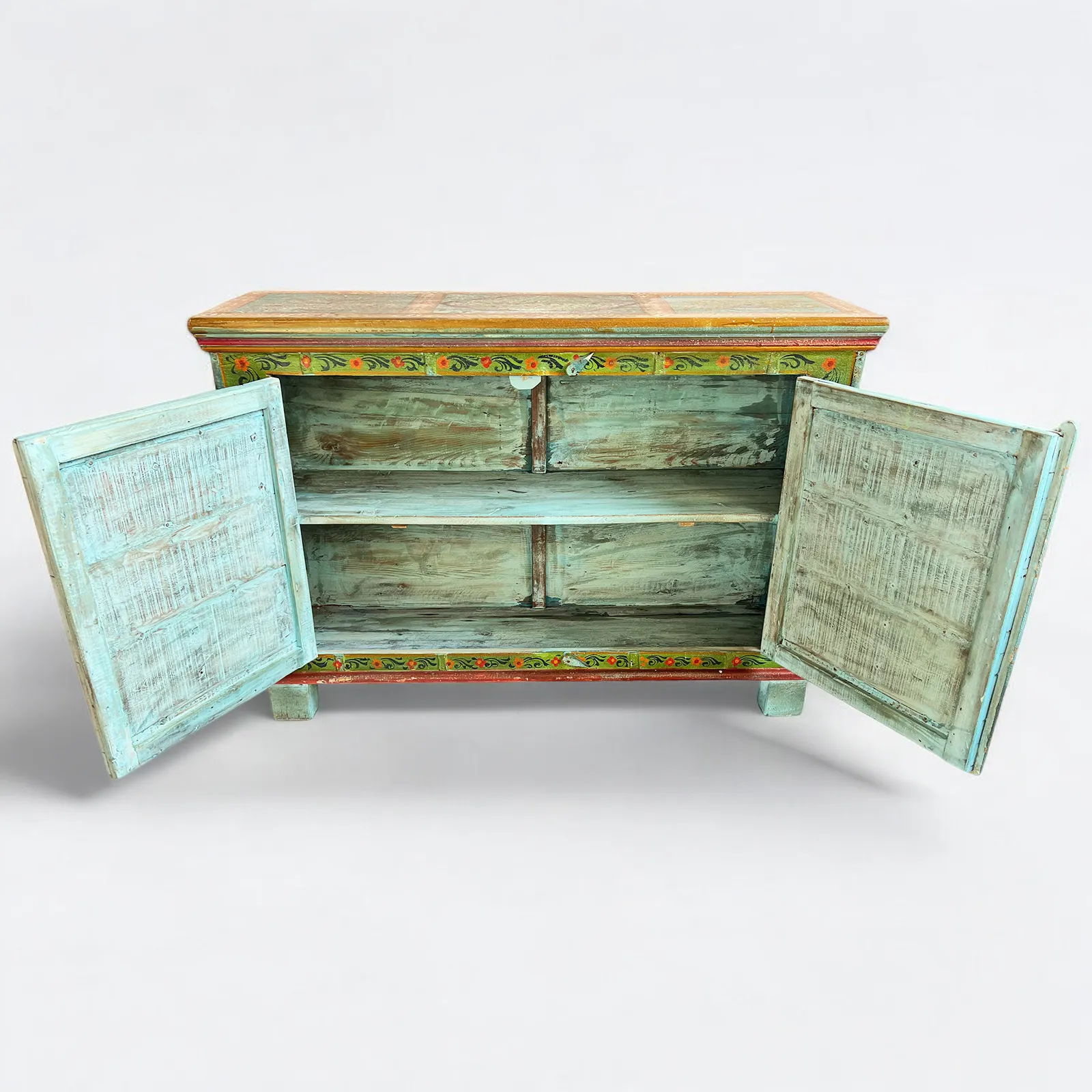 Rajasthani Striking Colorful Solid Wood Cabinet