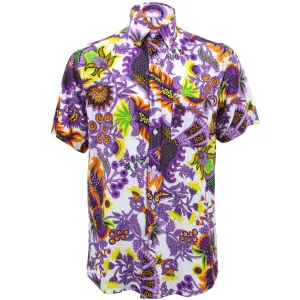 Regular Fit Short Sleeve Shirt - Bright Purple Floral