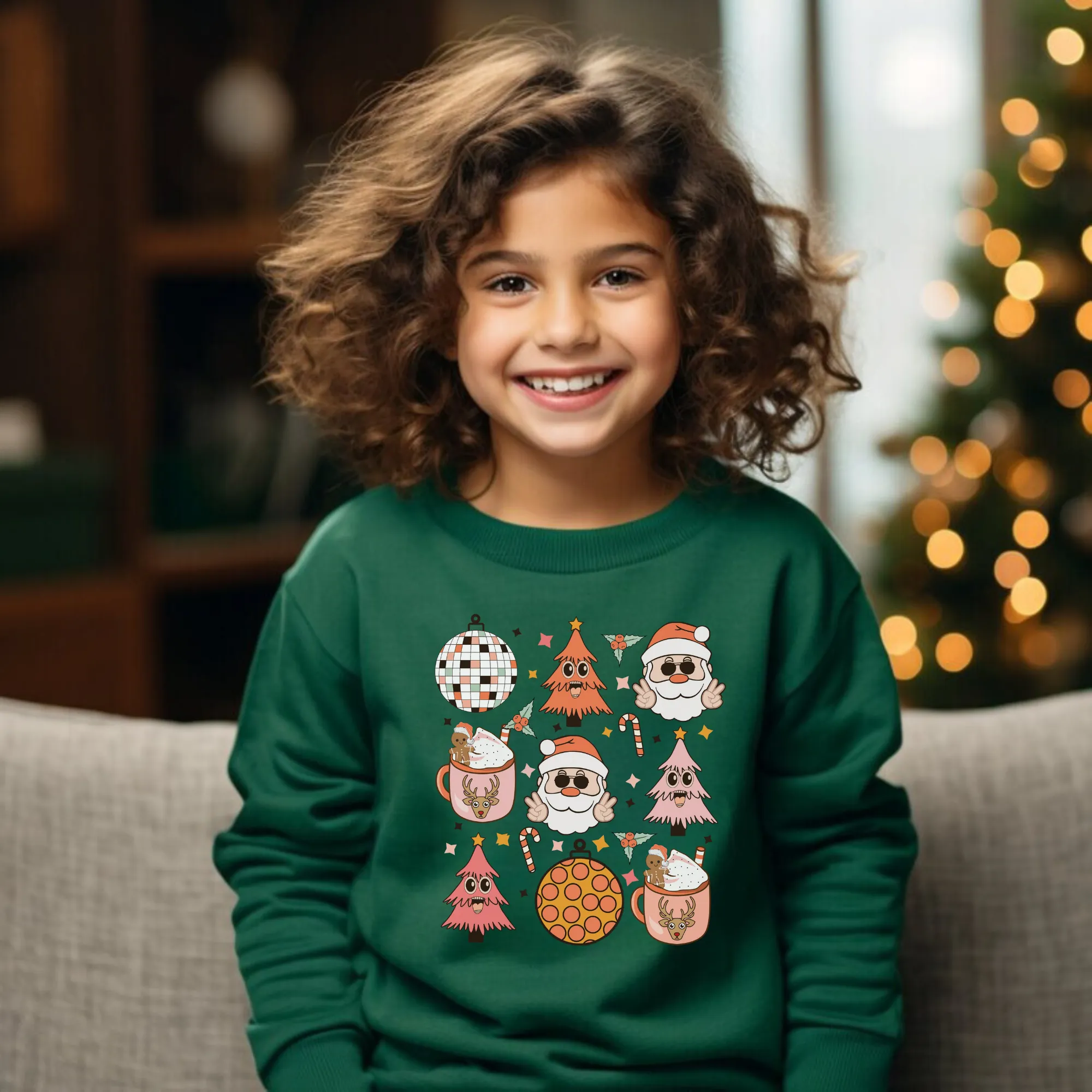 Retro Groovy Santa Crewneck for Kids