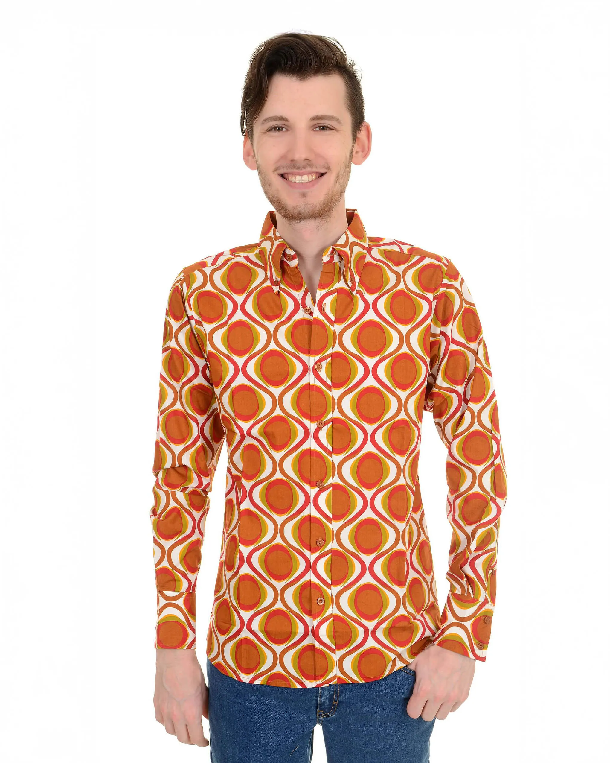 Retro Mod Geometric Psychedelic Printed 70's Shirt