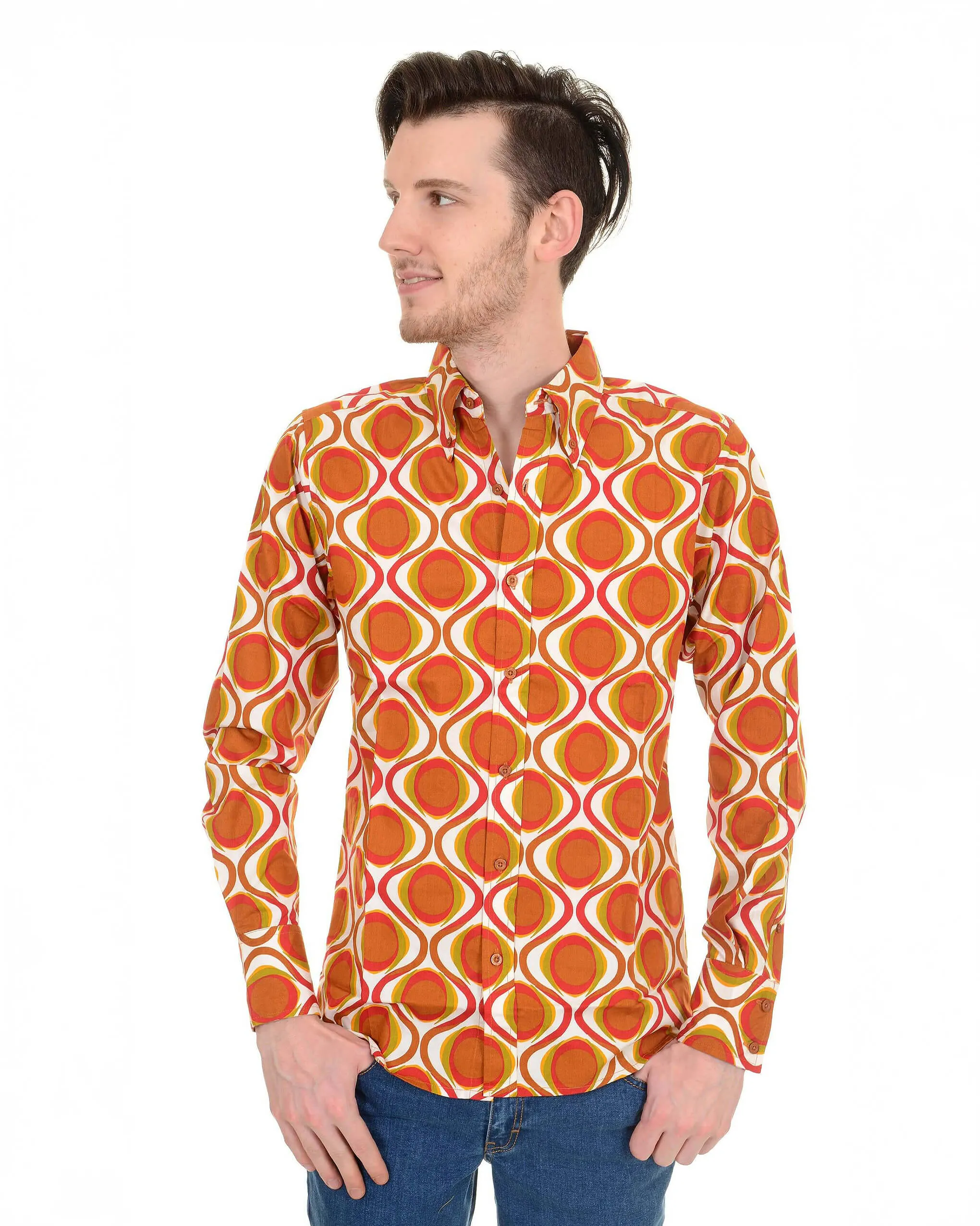 Retro Mod Geometric Psychedelic Printed 70's Shirt