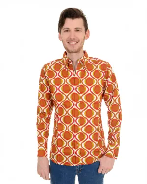 Retro Mod Geometric Psychedelic Printed 70's Shirt