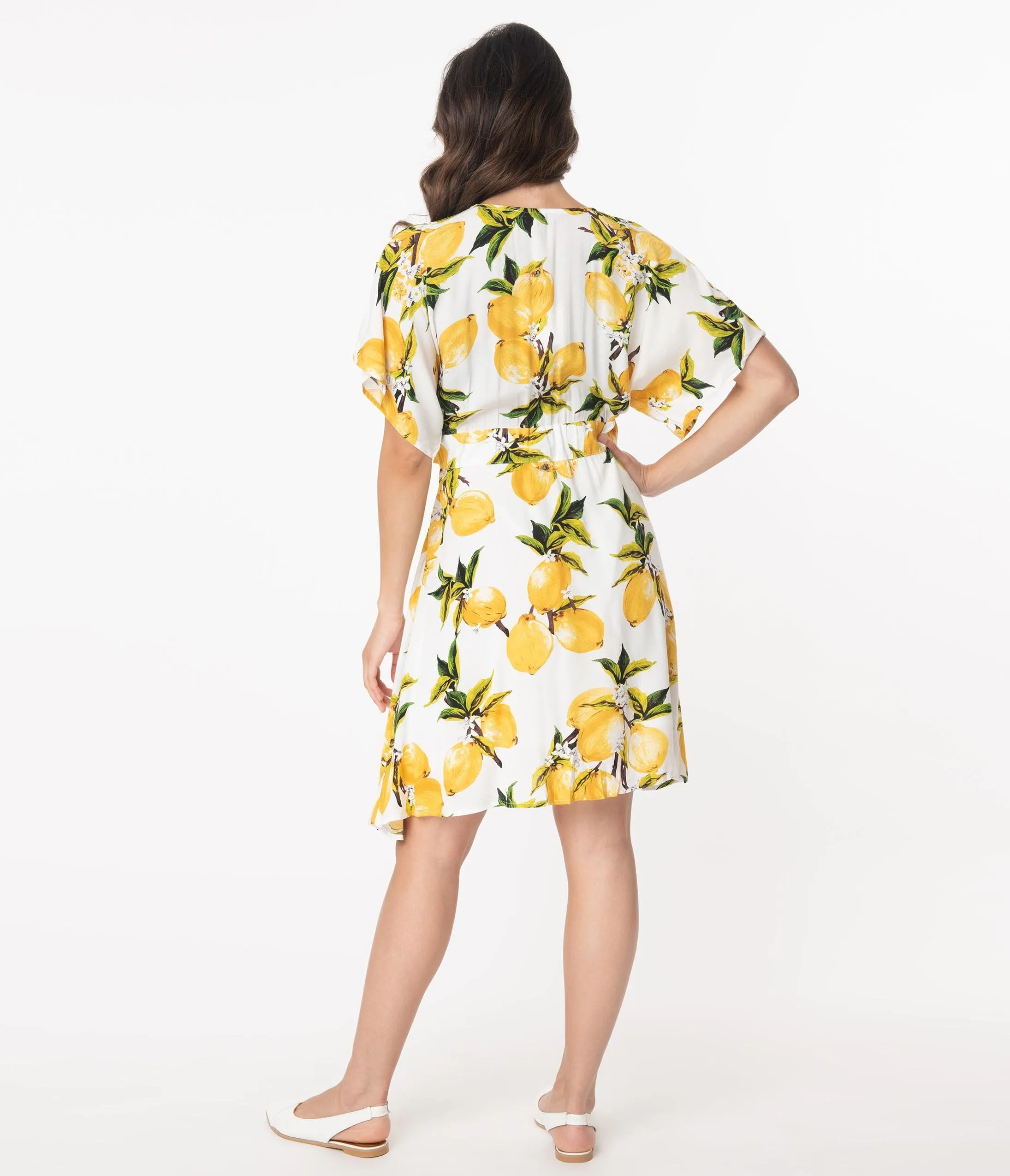 Retro Style Lemon Print Fit & Flare Dress