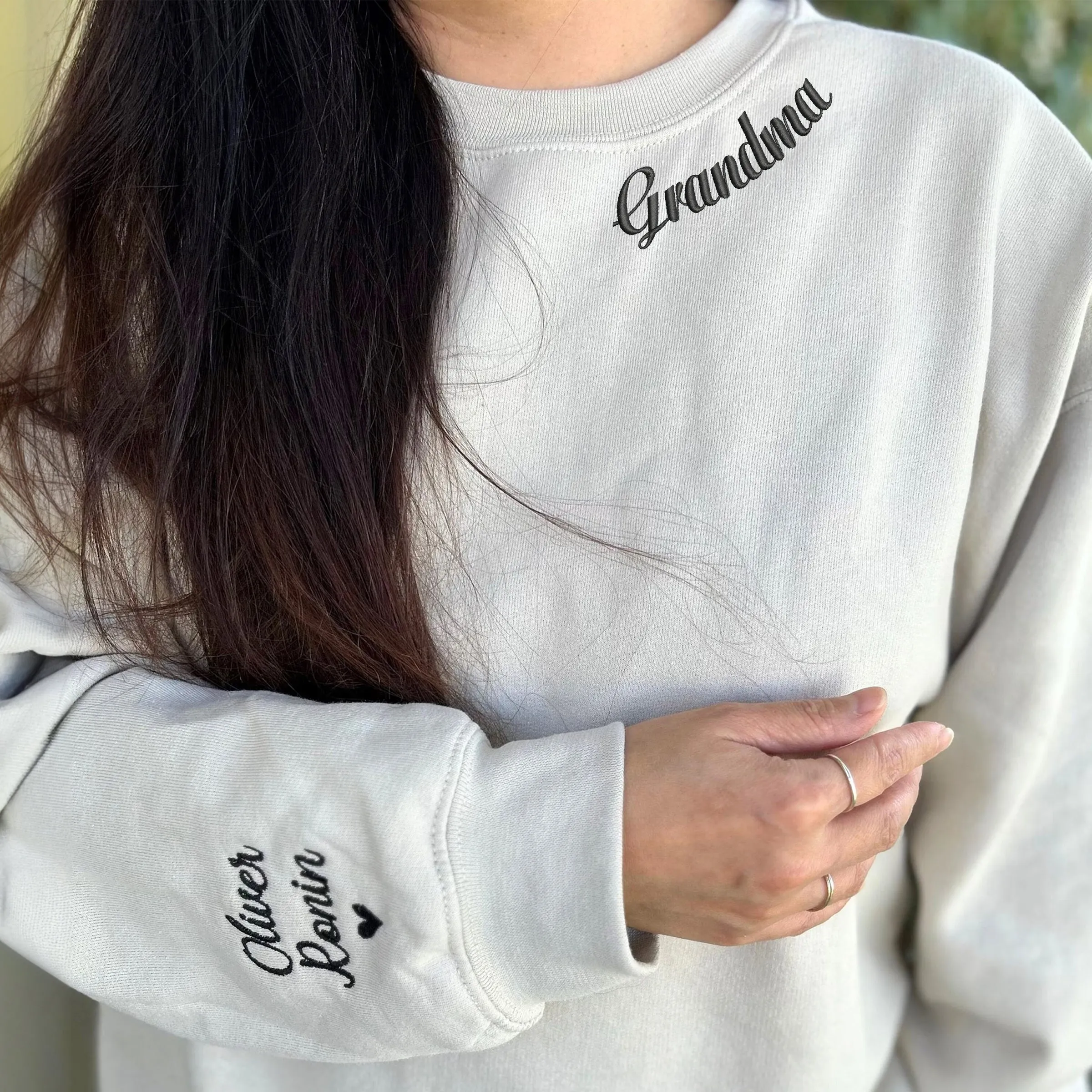 Rich Auntie Vibes Sweatshirt with Children Names on Sleeve