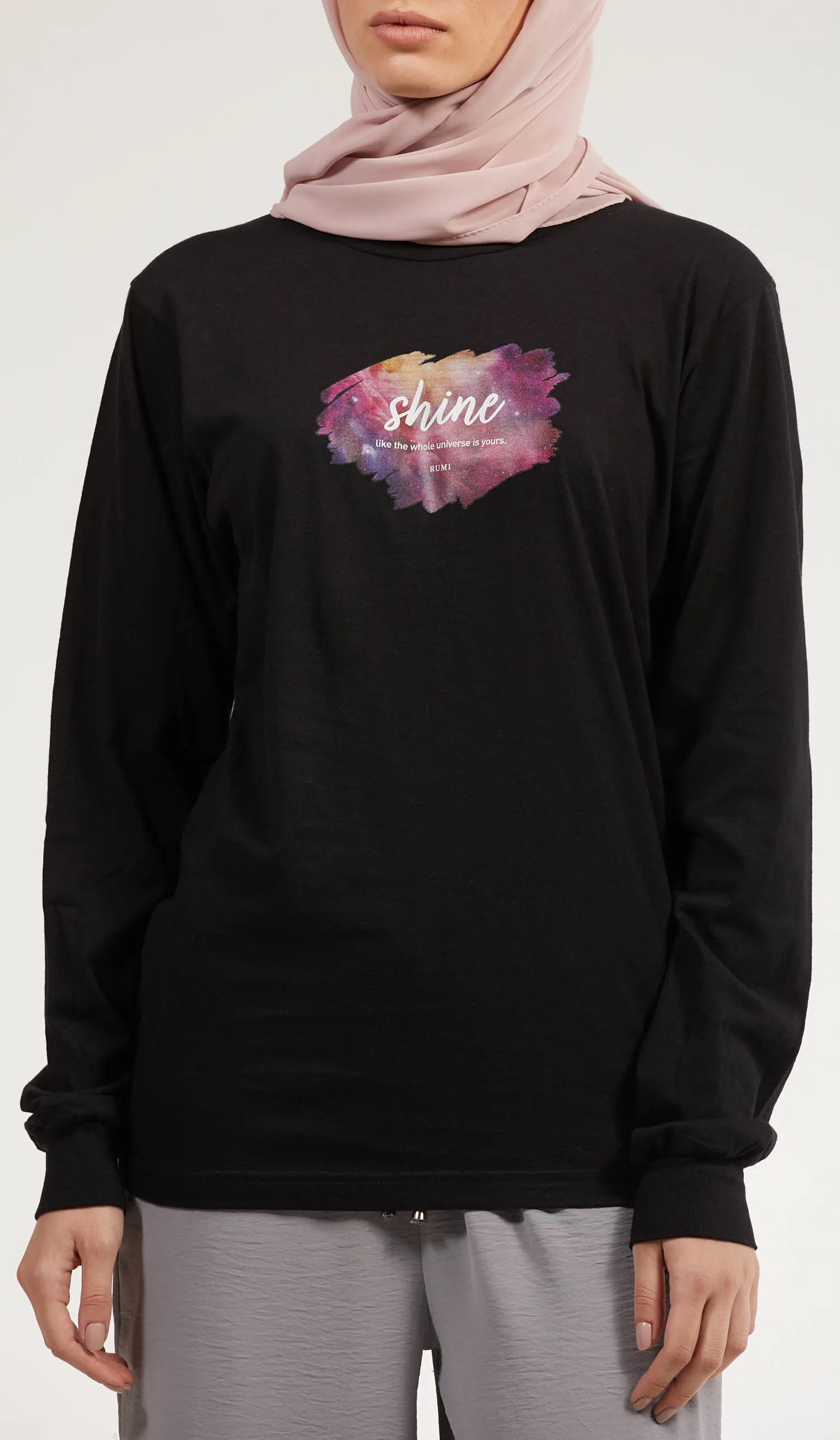 Rumi Quotes Fine Long Sleeve Womens T Shirt - Shine - Black/ Multi