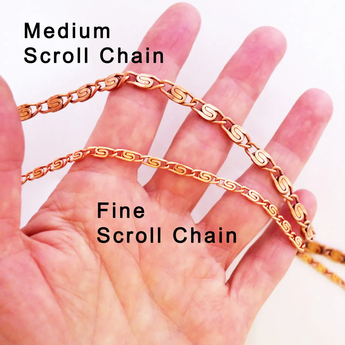 Scroll Chain | Copper Jewelry Set | Solid Copper Chain Necklaces | Bracelet SET66