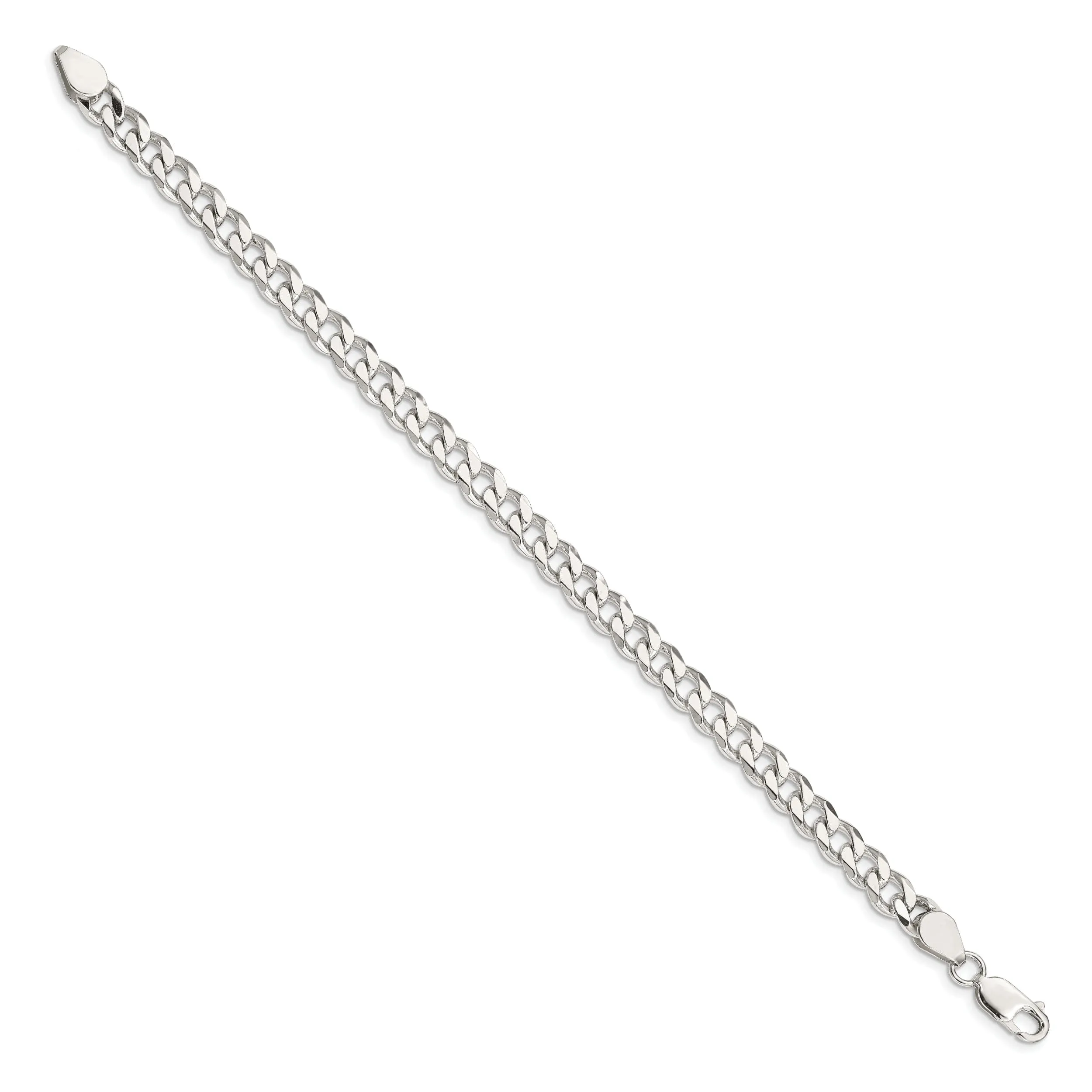 Silver Polished 7.00-mm Solid Curb Link Chain