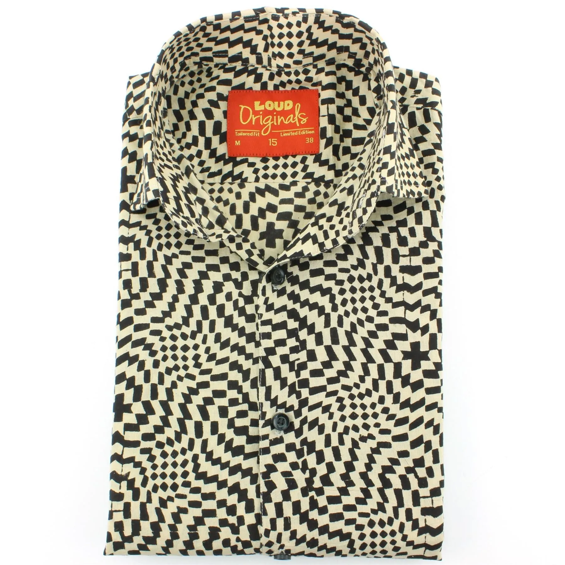 Slim Fit Long Sleeve Shirt - Block Print - Psychedelic Shift