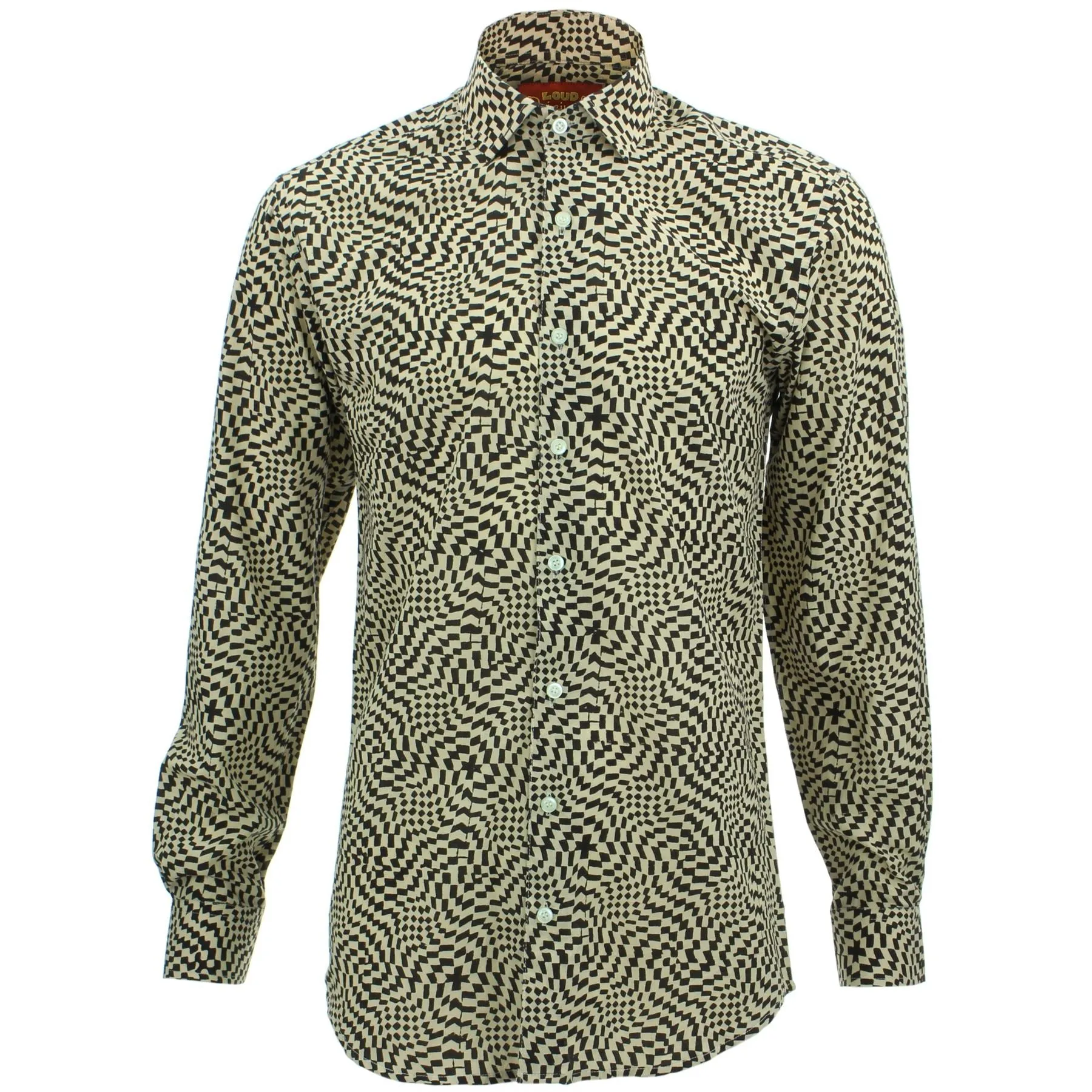 Slim Fit Long Sleeve Shirt - Block Print - Psychedelic Shift