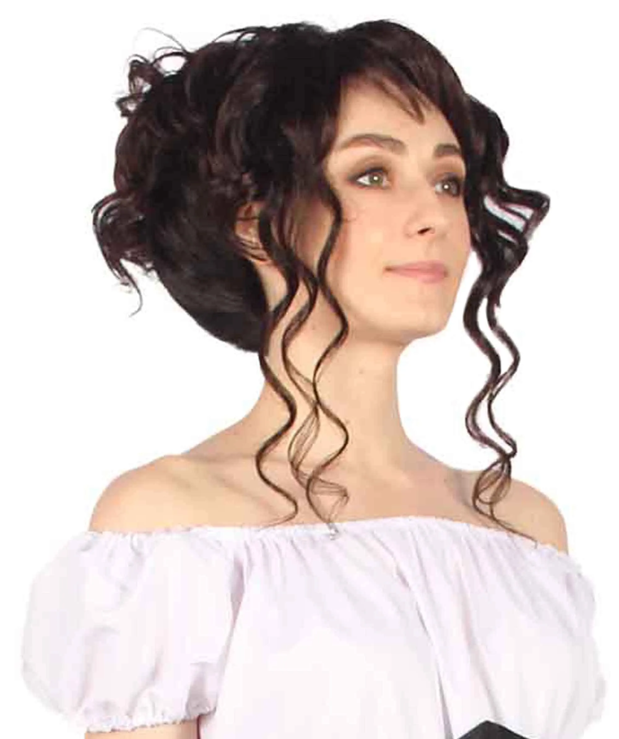 Swept Up Step SIster | Women's Brown Color Curly Shoulder Length Trendy Swept Up Step SIster Wig