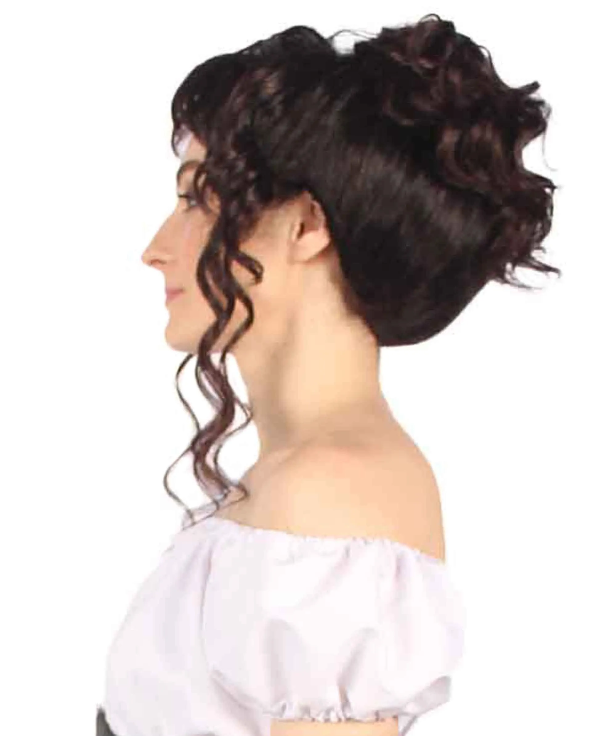 Swept Up Step SIster | Women's Brown Color Curly Shoulder Length Trendy Swept Up Step SIster Wig