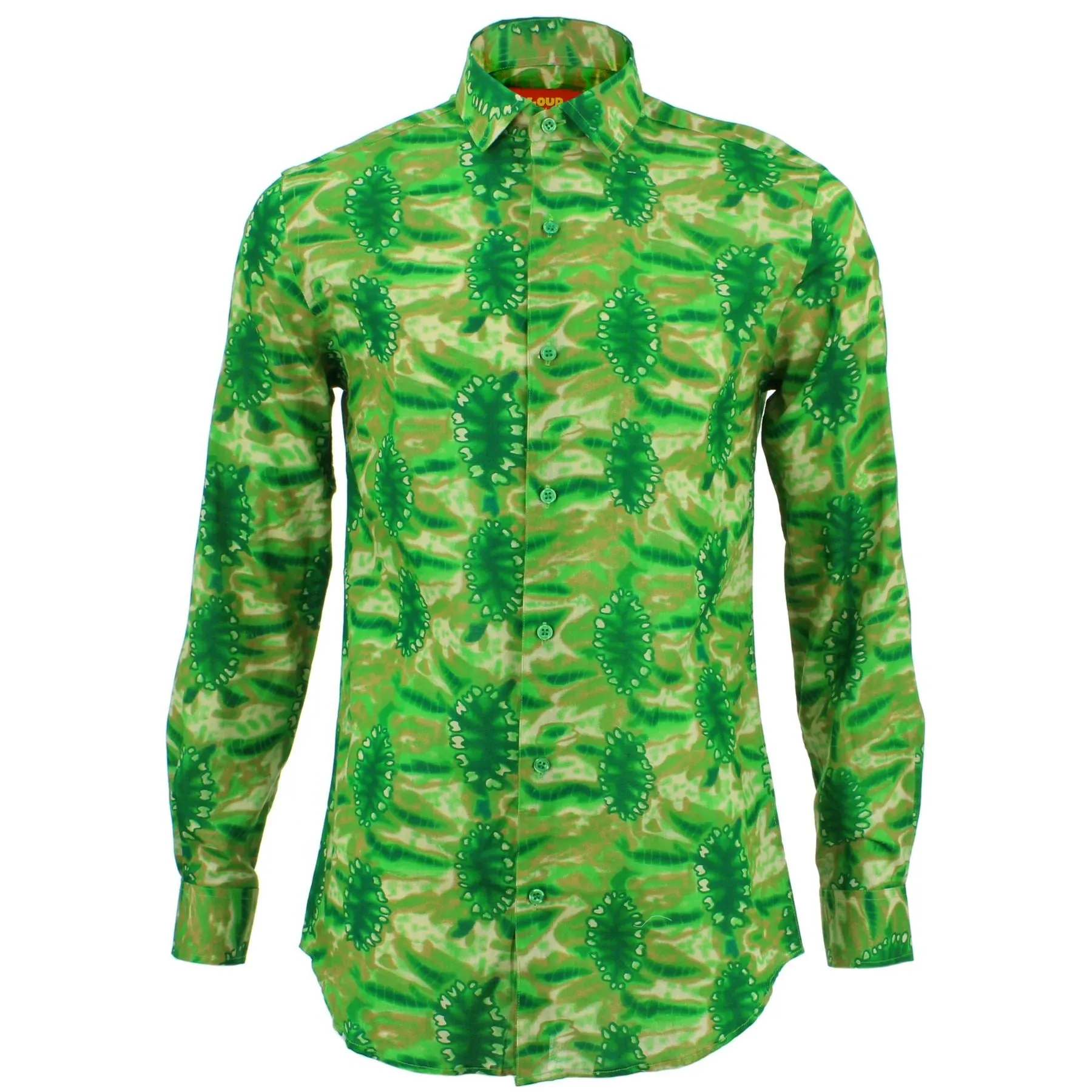 Tailored Fit Long Sleeve Shirt - Bright Green Wash