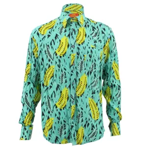 Tailored Fit Long Sleeve Shirt - Yellow Feathers & Green Grass