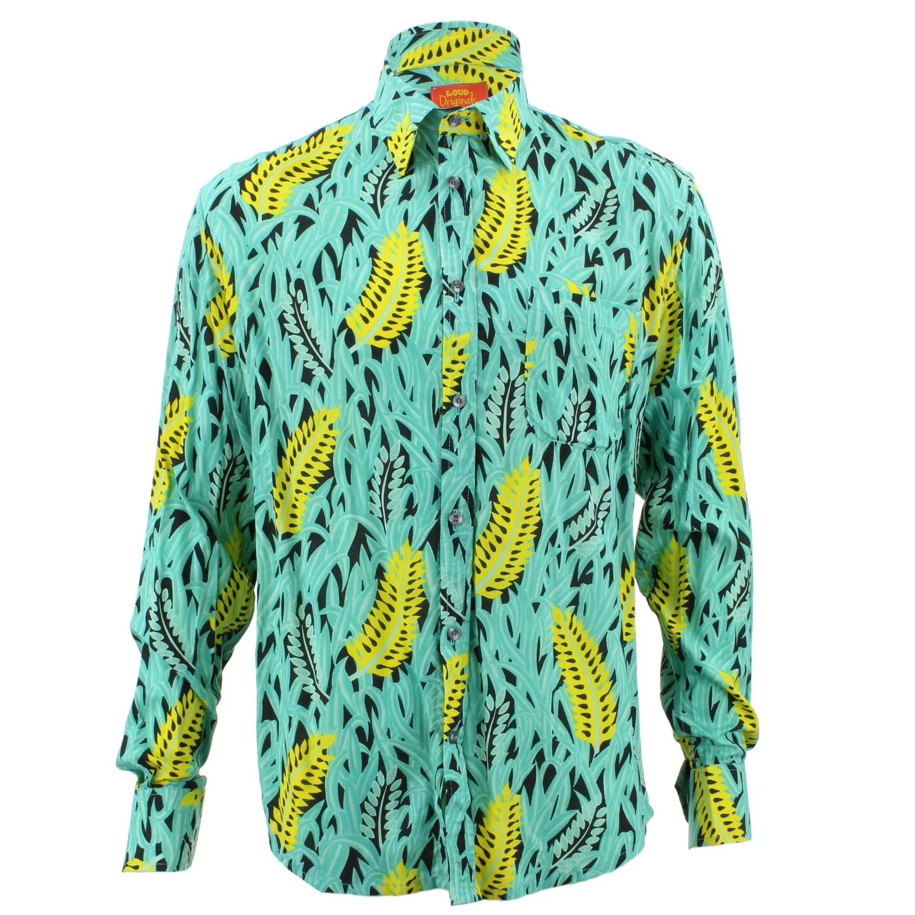 Tailored Fit Long Sleeve Shirt - Yellow Feathers & Green Grass