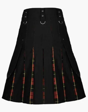 TARTAN HYBRID KILT IN BLACK AND WALLACE