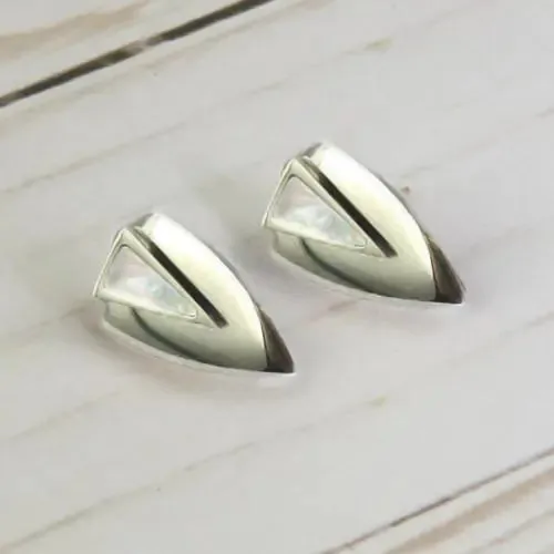 Trendy Chevron Silver Earrings