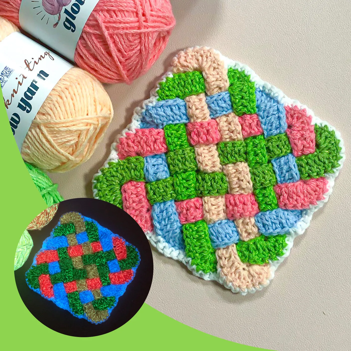 Tricolor luminous grandmother's handkerchief. (Free Crochet Patterns)