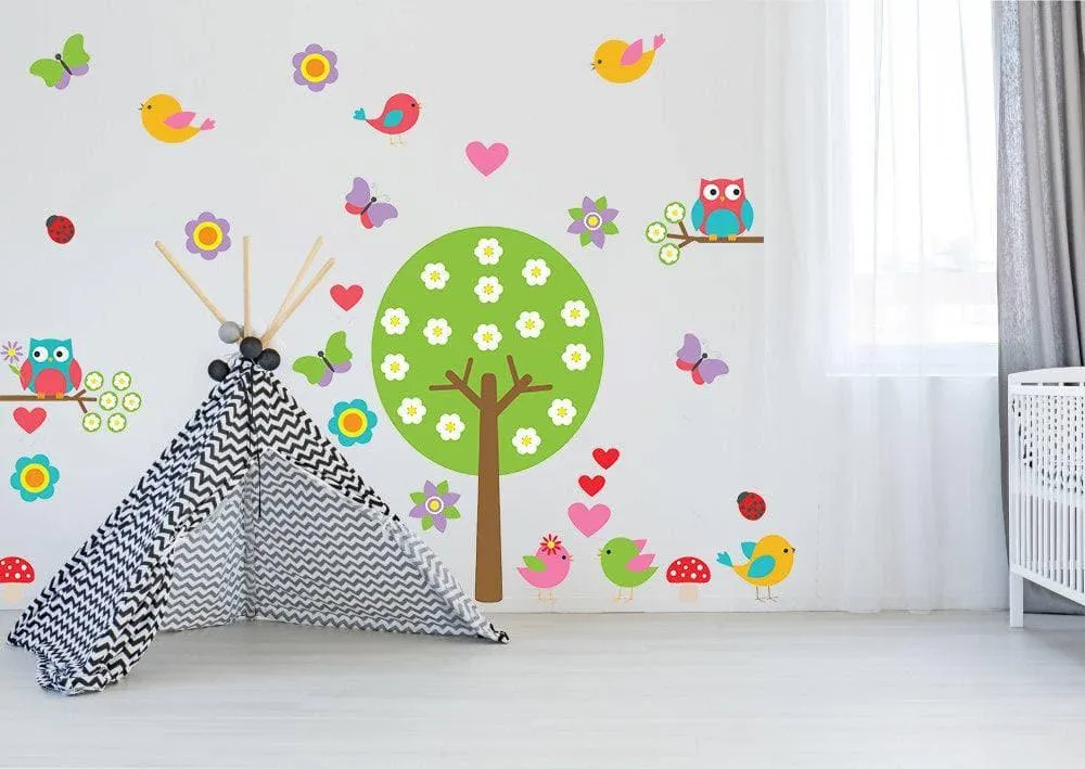 Vibrant Tree Wall Sticker - Playful, Colorful, Whimsy Design Decal