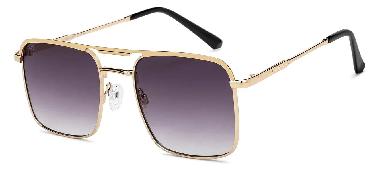 Vincent Chase By Lenskart | Gold Pink Full Rim Square | Fashion Essentials | Branded Latest and Stylish Sunglasses | 100% UV Protected | Men & Women | Medium | VC S15800