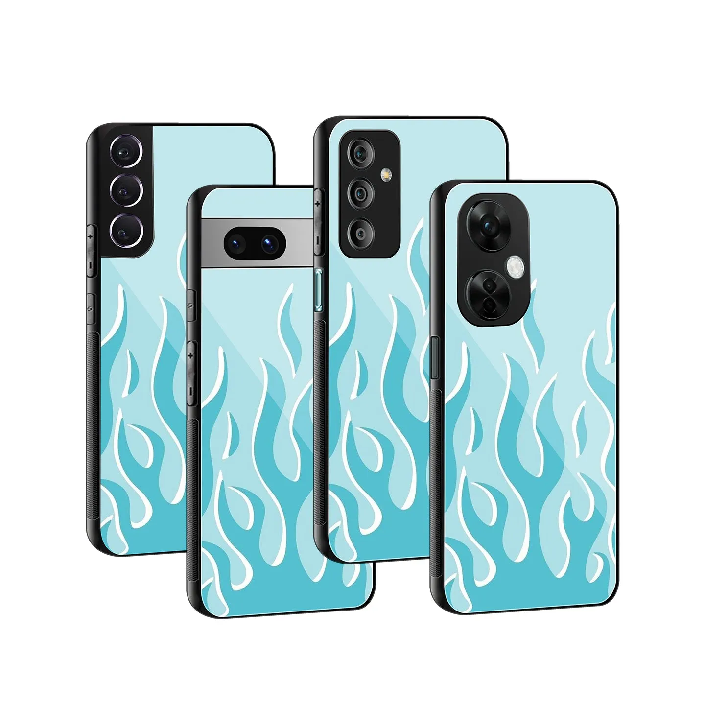 Y2K Retro Blue Flames Phone Cover | Glass Case