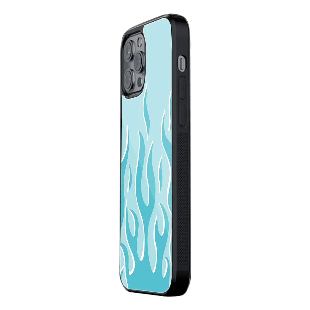 Y2K Retro Blue Flames Phone Cover | Glass Case